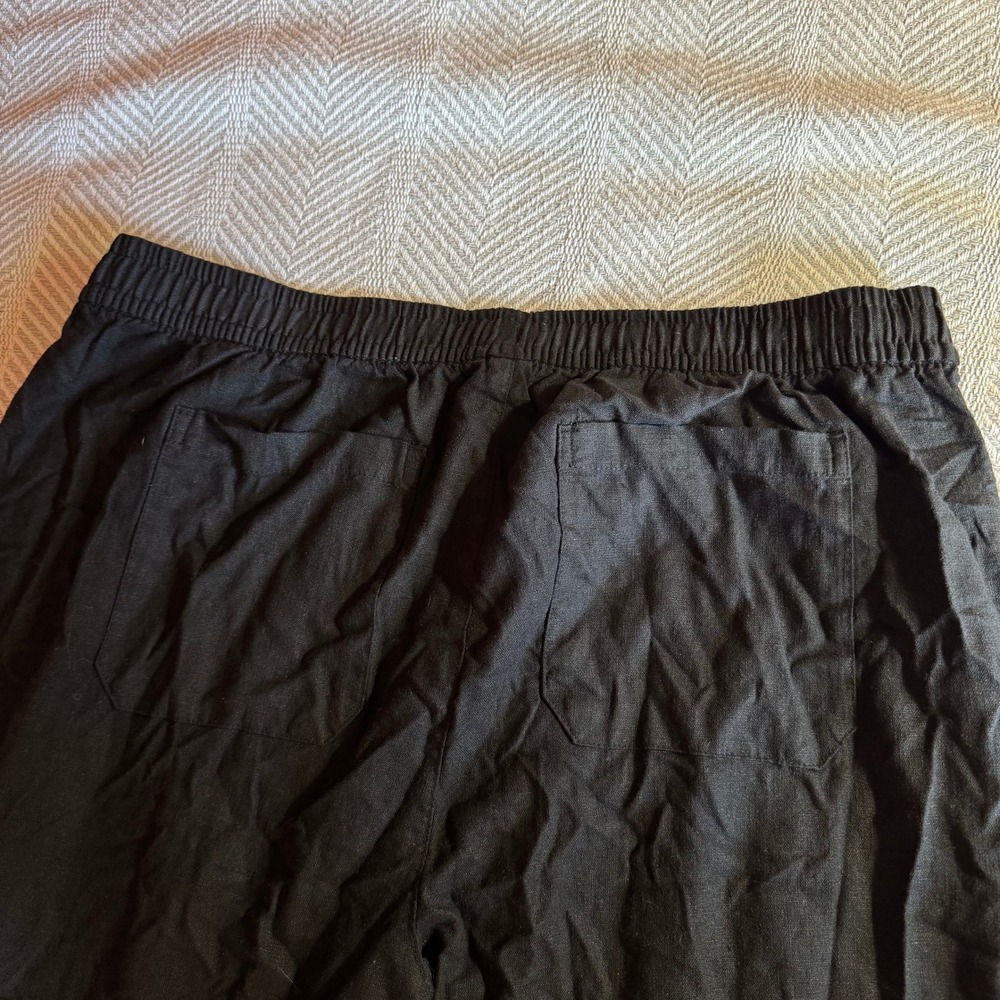 Old Navy Womens Black Linen Blend Wide Leg Drawstring Pants Large - Picture 5 of 9